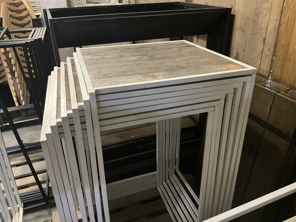 11 various metal standing tables