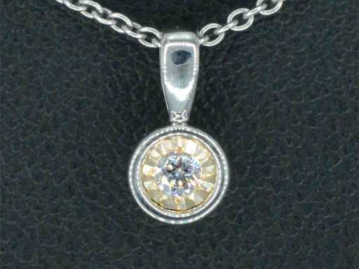 Pandantiv din aur alb, diamant roz