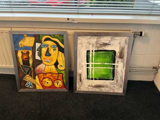 B Williams Schilderij olieverf op canvas (2x)