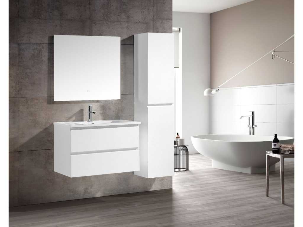 1 x 80cm set de meubles de salle de bain MDF - Couleur : Blanc mat