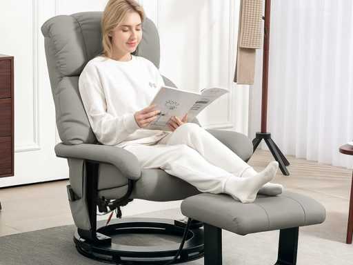 Fainer met massagefunctie, tv-stoel met zijvak, kunstleer, grijs