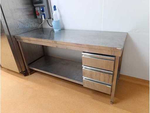   Table inox de travail avec tiroirs
