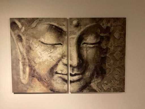 Zweiteiliger Buddha auf Leinwand