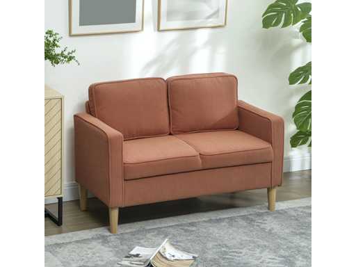 2-Seater Sofa with Storage and Wooden Legs