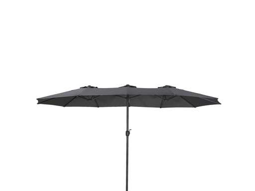 Dubbele parasol met krukas en ventilatie, UV80+ bescherming - Anthraciet - 270 x 450cm
