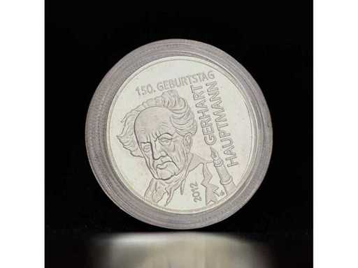 Gerhart Hauptmann Medaille 2012 150. Geburtstag Deutschland 10 Freiheit Einheit Recht Sammlermedaille gratis EU-Versand