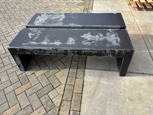 Zitbank beton - Zwart gecoat - 150 x 45 x 45 cm (2x)