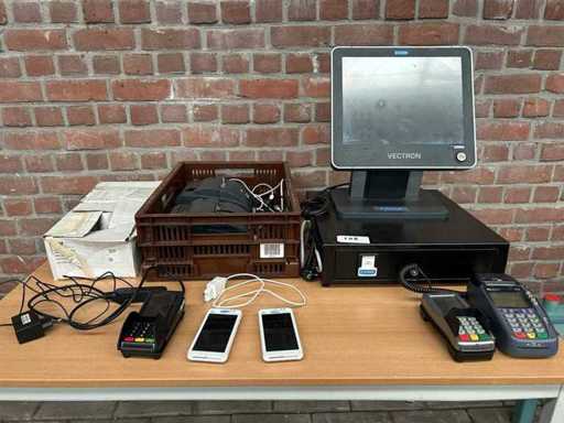 POS-System mit PIN-Automaten, Kassenschubladen und Zubehör
