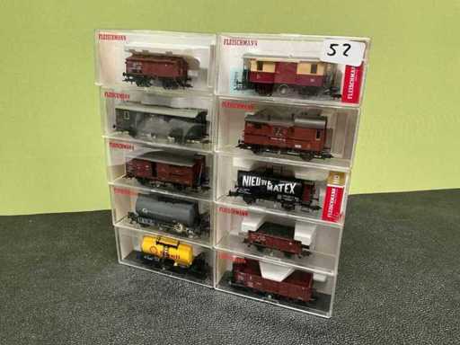 Fleischmann 5863 / 5202 / 5439 / 5840 / 5053 / 5411 / 5408 / 5676 / 5090 / 5864 Vagone modello (10x)
