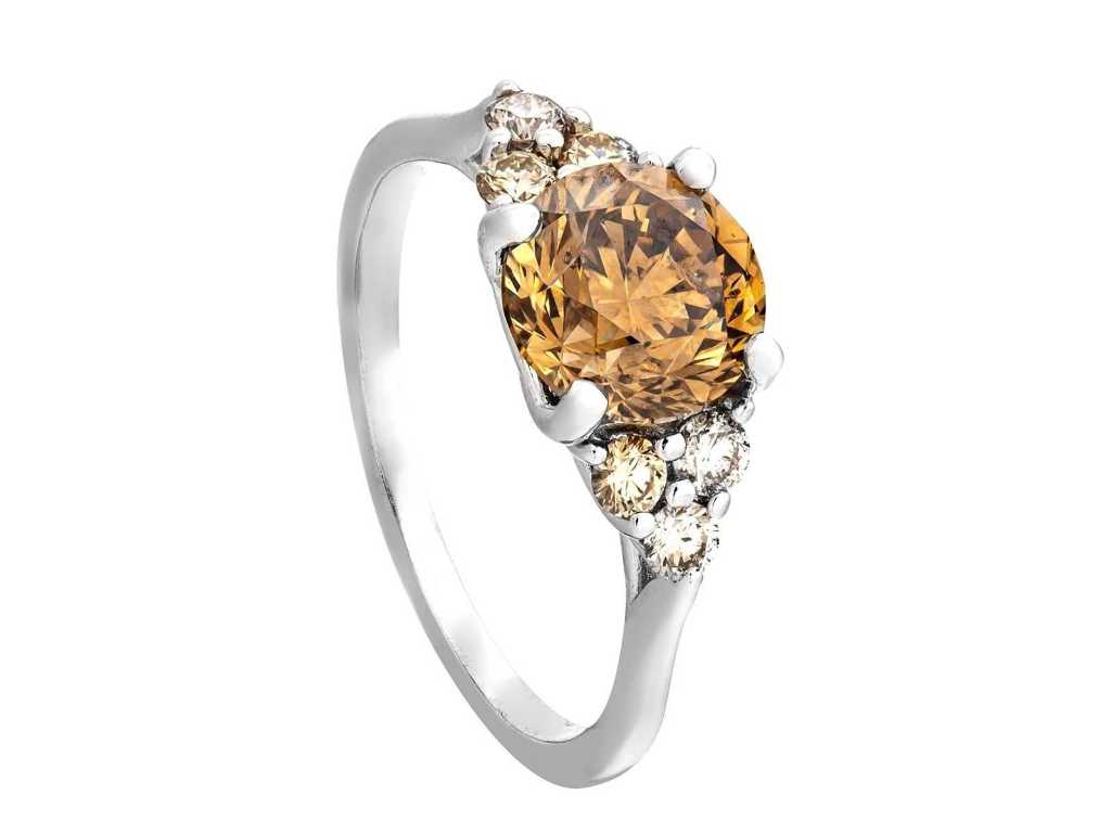 High Jewelry Ring Natural Fancy Deep Yellow Brown 2.33 carat
