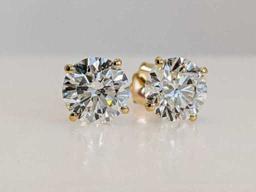 Cercei din aur de 14 carate cu diamant 3,06 ct