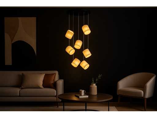 Lampe suspendue LED – B068/7 – 3000K – Blanc chaud – Ø400 mm – Hauteur réglable – Argent 