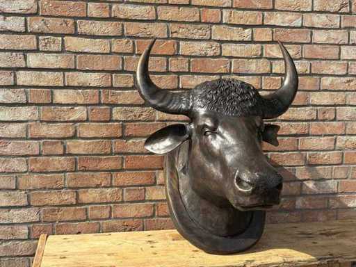 Sculpture bronze bull's head