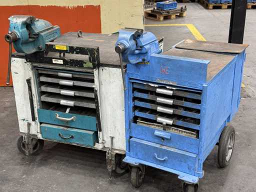   2 mobile tool trolleys