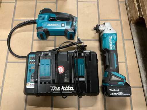 Makita-Winkelschleifmaschine und Luftpumpe