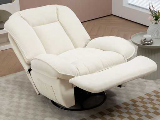 Fauteuil inclinable, réglable, 104x100x102cm/164x76cm, Creme