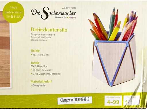 *NUOVO* Jako-o Triangular Sutensilo, materiale da lavoretti per 5 pezzi, organizzatore per matite e penne, tazze per matite, scatola accessori 11x9,5 cm, senza pistola di colla (100 pezzi).