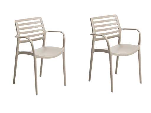 Stapelbare stoelen met armleuningen, versterkt met glasvezel, laadvermogen tot 250 kg - Cappuccino (x6)