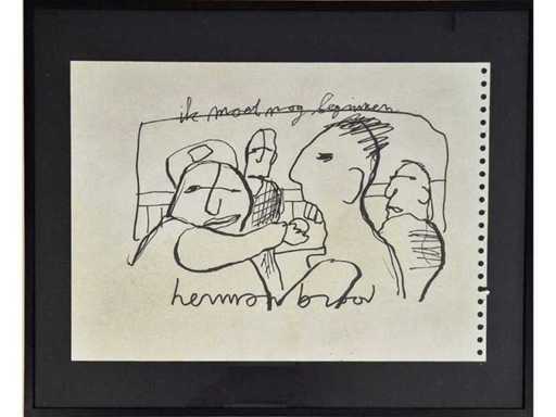 Herman Brood - Disegno - 'Non ho ancora iniziato' -42 x 52 cm.