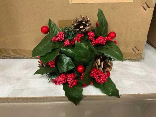 Lot Couronne de bagues de Noël Ø7,6 cm baies rouges R3 (320x)