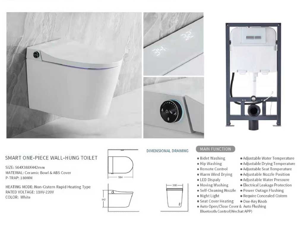 Electronic Toilet. Toilet With Cleaning Heater, Night Light