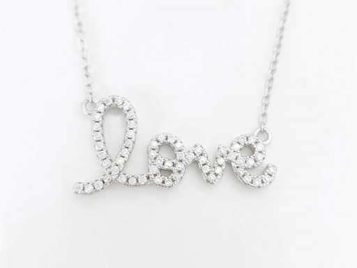 Witte LOVE ketting met briljanten