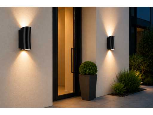 4 luci da parete esterne su e giù – GU10 – Nero – IP44 – SAFARI