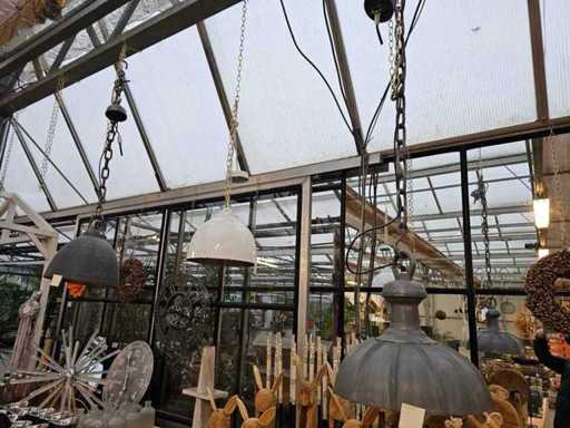 Set van 3 designer hanglampen in industriële look