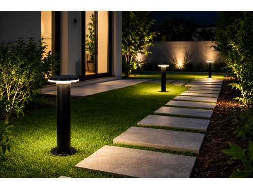 6 x LED Buiten Sokkel Lamp – 12W – 4200K Neutraal Wit - Zwart – IP65 – DEXTER-2