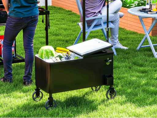 76L Chariot réfrigéré Chariot de service avec roues Ouvre-bouteilles Couvercle Poignées