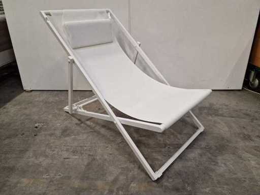 Garden Prestige - Alu Transat Wit Mat - Textilene Wit - Met Hoofdkussen