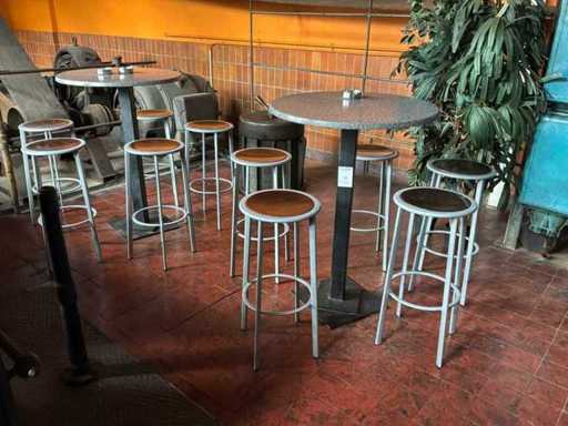 Table de terrasse avec tabourets de bar (4x)