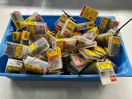 Rotadrill Assorti diverse schroeven RVS, verzinkt en messing (100x)