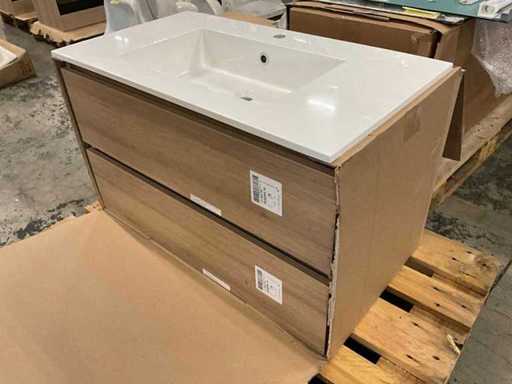 Kivu Badkamerkast met wastafelblad en spiegel