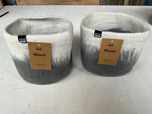 Fair Trade mand/plantpot wolvilt +/- Ø24 x 22 cm hoog (69x)