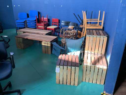 Party of chairs and sofas