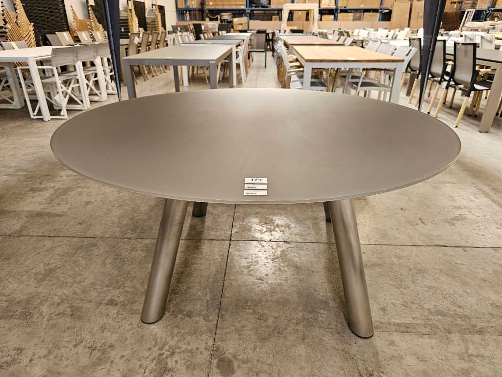 Xclusiv Scorpion Table Stainless Steel + Tempered Glass Dia 150 Taupe