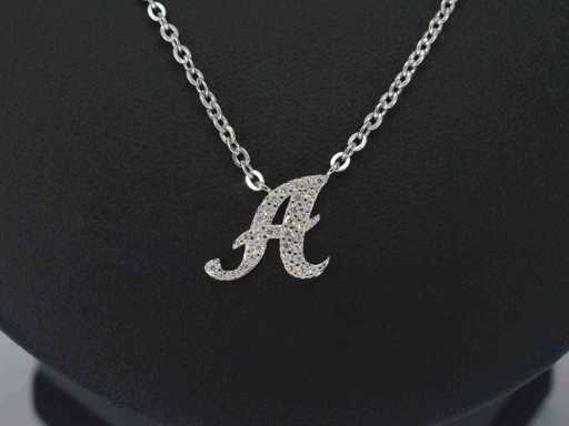 High quality silver necklace with letter pendant A