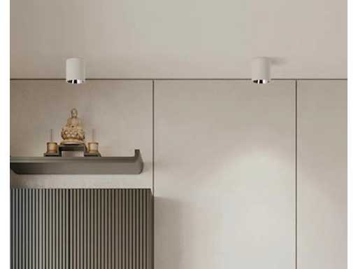 Douille GU10 montée en surface – Cylindrique – Blanche / Chrome (x10)