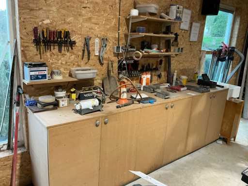 Workbench with various tools