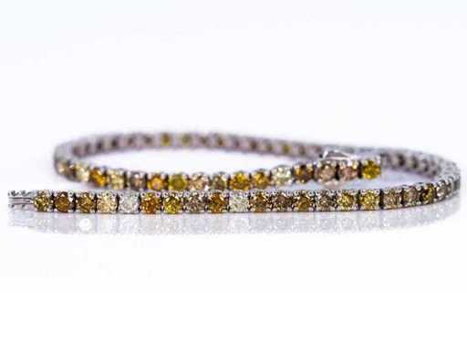 Luxus-Tennisarmband Natürliche Diamanten Fancy Mix Farbe Selten 4,12 Karat