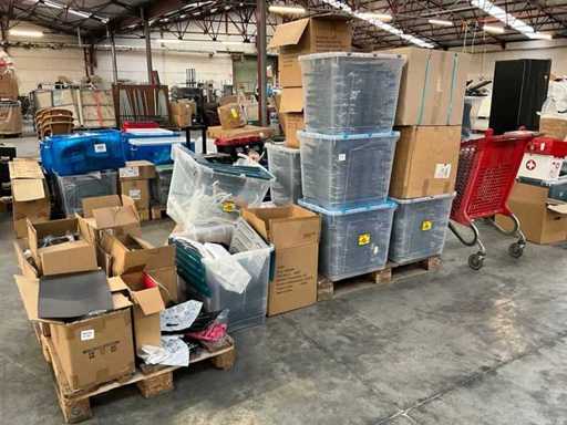 Lot of clothes hangers baby carriers and packaging