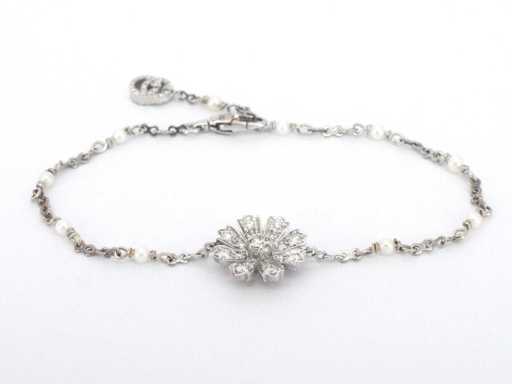 Brățară GUCCI Flora din aur alb cu diamante și perle