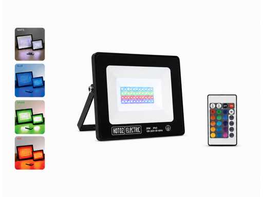 10 x RGB LED Floodlight 20W - Zwart – IP65 – REMIX-20