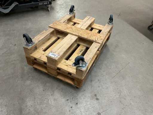 Carrello di stoccaggio, 2 x Euro pallet con 4 ruote girevoli Blue Wheel ciascuno