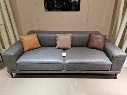 Canapé Pierre Rogiers 2,5 places Sophia gris foncé AD873 Cuir PU gris vintage