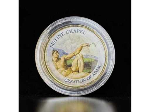 2 Euro Gedenkmünze Creation of Adam Sixtinische Kapelle 24 Karat Gold Farbauflage Zertifikat Auflage 5000 Gratis EU-Versand