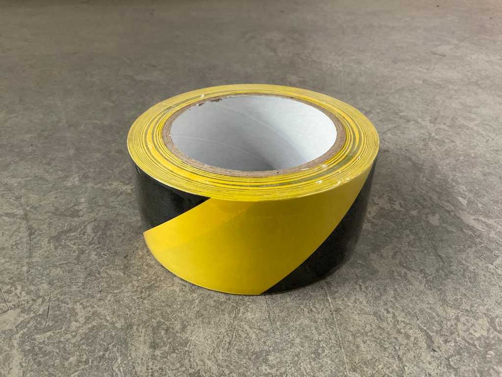 Bandă de marcare pardoseală din PVC negru galben 50 mm x 33 m (36x)
