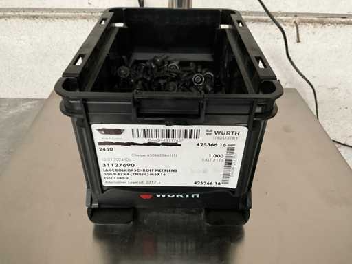 Würth 4.86 kg Low button head screw with flange M6 x 16 in stackable bucket