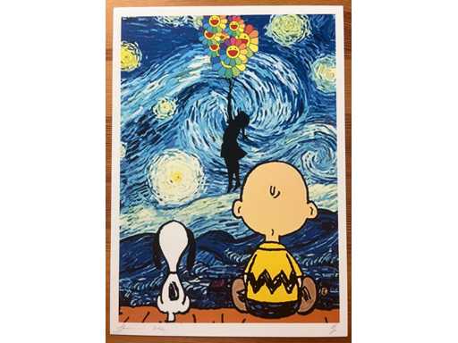 DEATH NYC : Banksy Girl with Balloon & Charlie and Snoopy